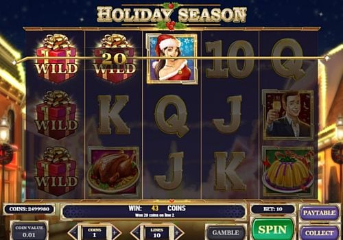 Игровой автомат Holiday Season - призовая комбинация на линии Призовая комбинация в игровом автомате Holiday Season