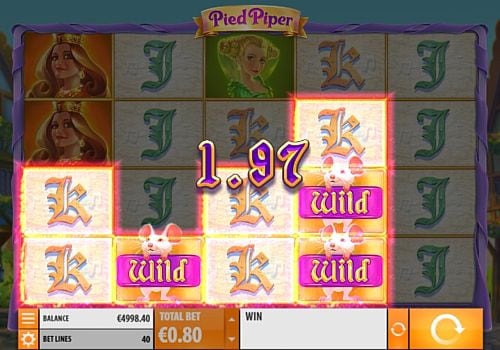 Выигрышная комбинация с диким символом в игровом автомате Pied Piper